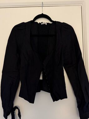Reformation Black Puff Sleeve Blouse